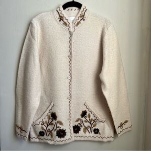 vintage floral embroidered 100% wool jacket
